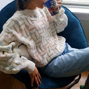 Vintage pastel tricolor cozy sweater